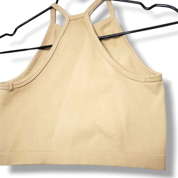 NWT J.o & Co Selena High Neck Cropped Ribbed Top in Warm Sand Sz XS/S - Picture 11 of 12